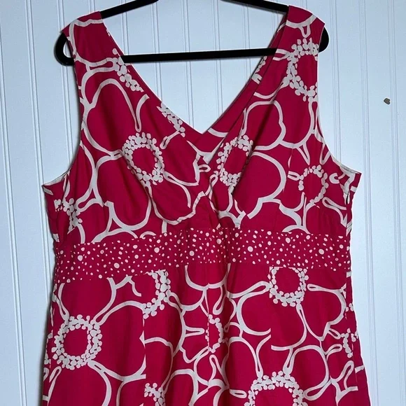 Boden Pink White Floral Alfani Floral Dress V-neckline sleeveless cotton 18L - Picture 8 of 11